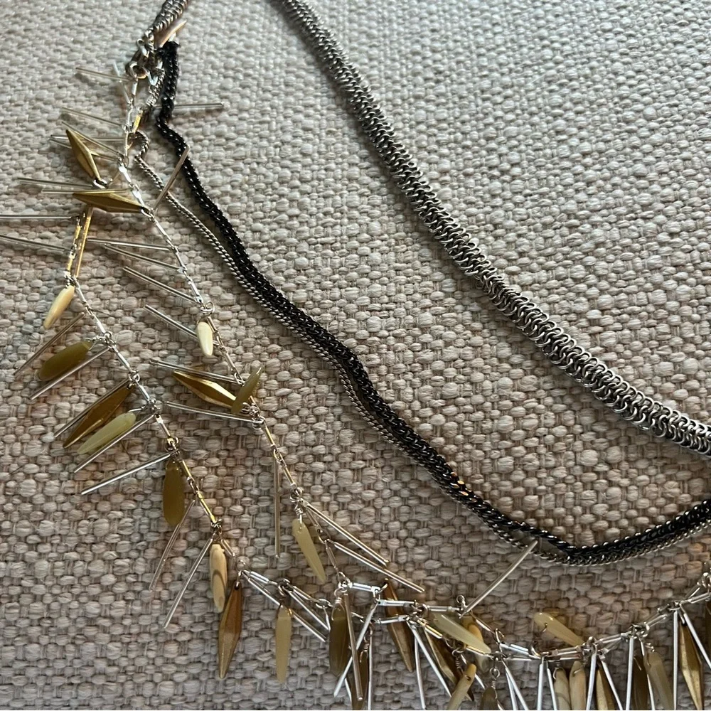 Stella & Dot Freya Fringe necklace  multi strand Mixed Metals - Picture 5 of 10